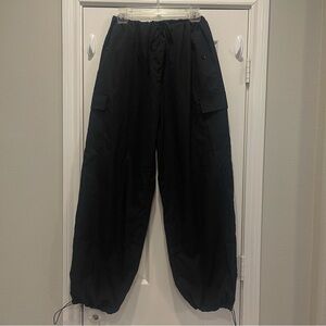 Cider Cargo Parachute Pants Women’s Med Black Hip Hop Dance Oversized Streetwear